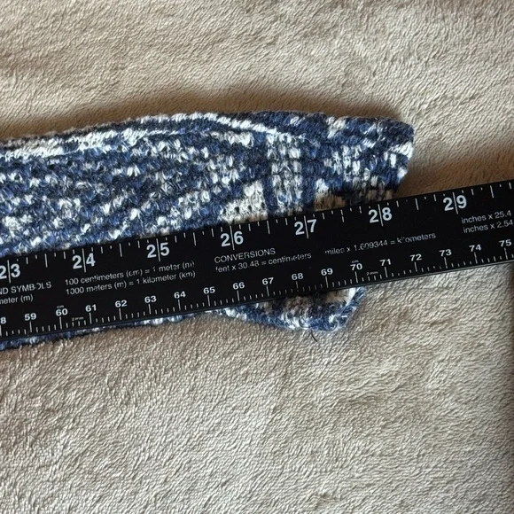 Eyeshadow Blue White Geometric Open Front Cardigan Lightweight Raglan Sleeve M - Picture 9 of 9